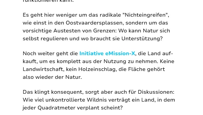 eMission-X in den Medien: Watson.de berichtet über Rewilding – und nennt uns als Beispiel!